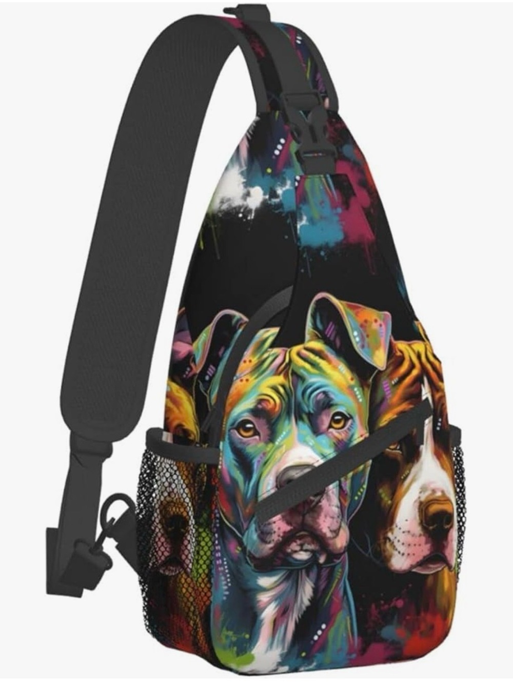 Pitbull Florescent Dog Crossbody Sling Backpack.